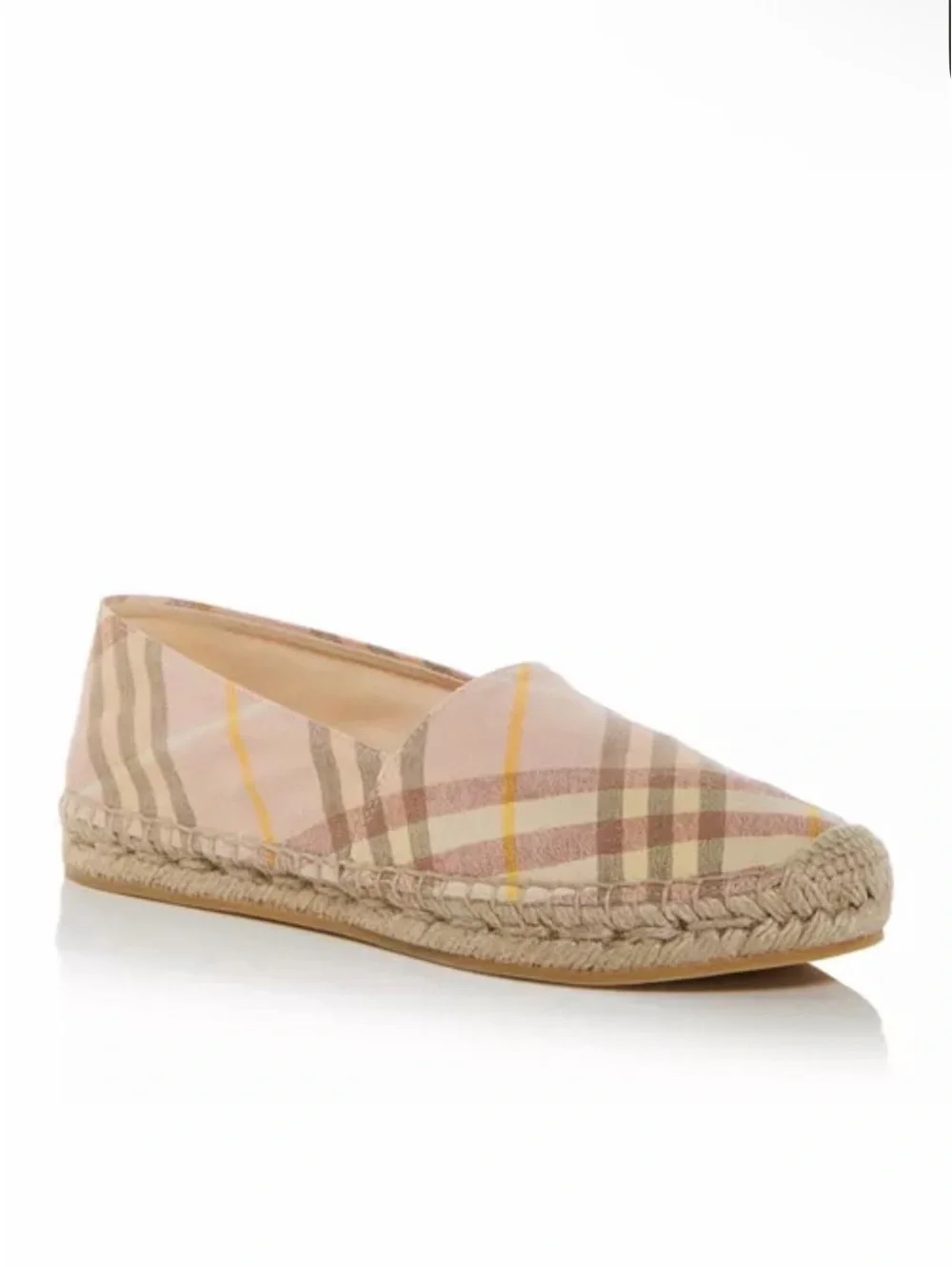 Burberry Mews Check Espadrille Flats Plaid SlipOn, Teacup IP Check, Size 38, NWT